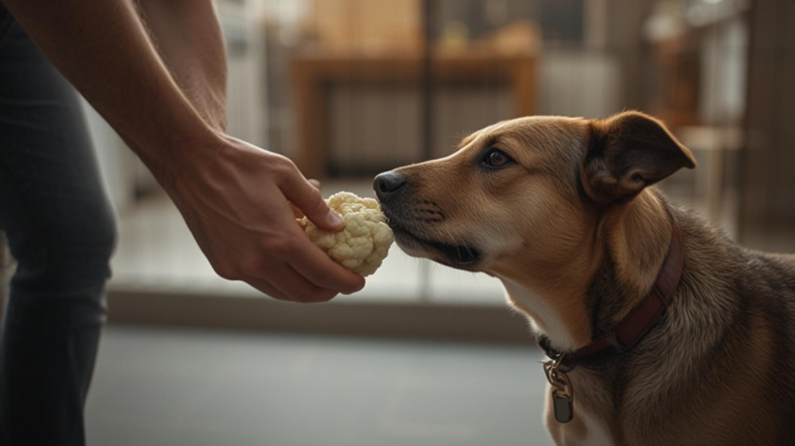 Dog waiting for a healthy treat from a owners hand